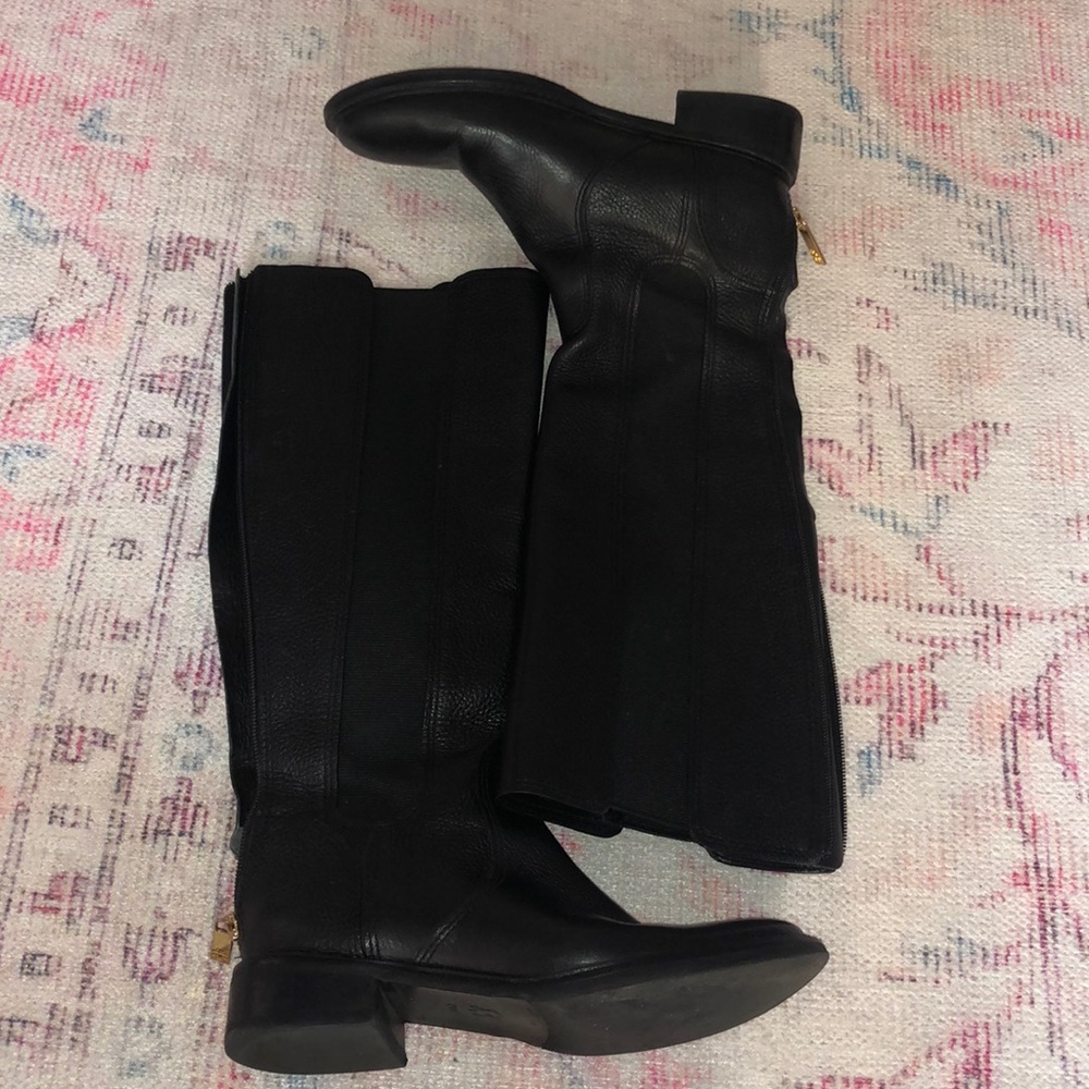 Tory Burch black leather riding boot